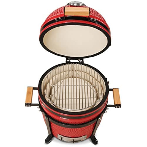 Kamado Bono Minimo Barbecue et 5 Accessoires Offerts Gratis - Barbecue Charbon De Bois Taille Portable - BBQ Et Fumoir - Rouge Barbecue Japonais Ceramique Ø 40 cm - Barbecue Balcon