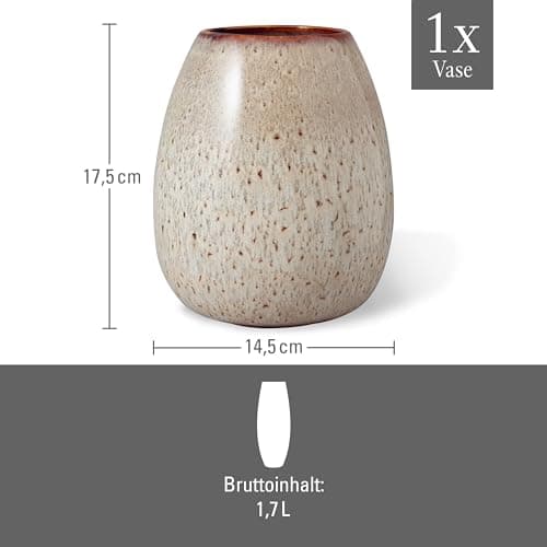 like. by Villeroy & Boch Lave Home Vase Egg Shape, 14,5 x 14,5 x 17,5 cm, Beige