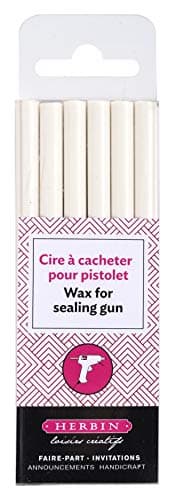 Jacques Herbin 35801T - Paquet de 6 bâtons de cire à cacheter spéciale pour pistolet, Blanc Fabriqué en France