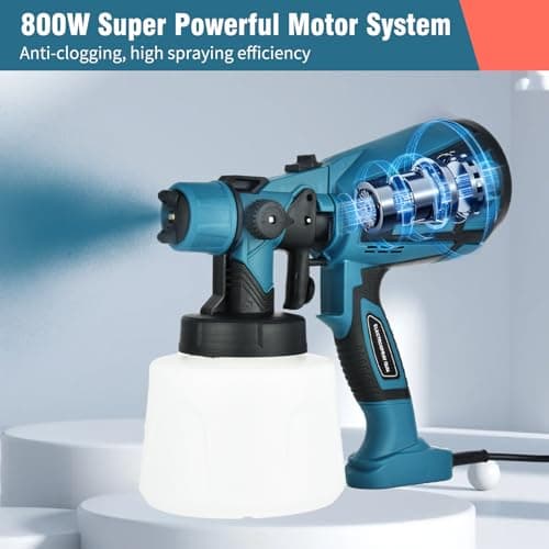 Vothen Pistolet a Peinture, 800W Pistolet à Peinture Électrique avec 5 Buses en cuivre et 3 Motifs, réservoir de 1400 ML, pour l'intérieur et l'extérieur de Maison, Armoires, Clôtures, Plafonds