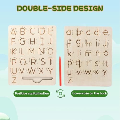 Planche de Traçage de Lettre en Bois Double Face, Lettres Trace ABC, Jouet Educatif Montessori pour Maternelle, ABC Alphabet Game Lettres D'entraînement, Préscolaire Cadeau pour 3 4 5 Ans Enfants