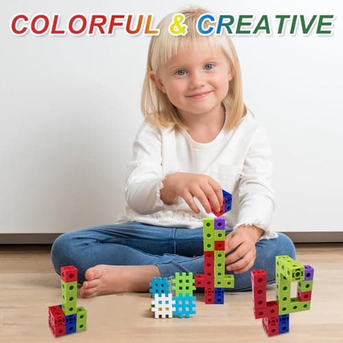 Newpop 100 Cube Mathématiques, Blocs de Construction Math, Cube Calcul Construction Enfant, Cubes de Liaison, Montessori Mathe Cubes Emboitables, Cube Activity Kit, pour Enfants 3+