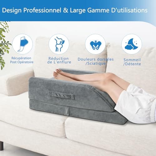Coussin Veineux Réglable Hauteur pour deux jambes, pour Après une Opération, une Blessure ou Se Reposer-Coussin Ergonomique en Forme de Coin Coussin de Surélévation Jambes, Coussin Lymphatique