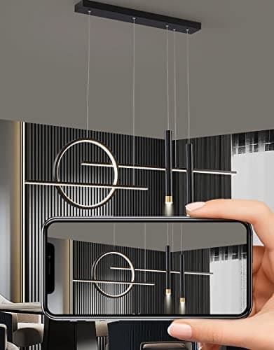 Lampe à suspension LED dimmable table à manger lampe à suspension moderne avec télécommande lampe à suspension réglable en hauteur salle à manger chambre cuisine Bureau salon lumière (noir, L100cm)