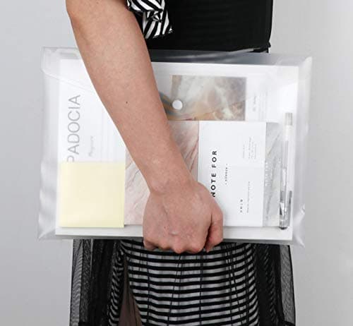 Lot de 20 Pochette Plastique A4 - Pochette Transparente A4 - Pochette à Bouton Pression A4 - Pochette Plastique A4 avec Rabat - Pochette Document A4 avec Porte-carte pour l'Organisation de Documents