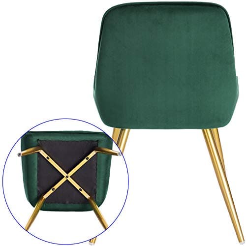 Lestarain Chaises de Salle à Manger Lot de 4 avec Dossier,Chaise de Cuisine Chaise de Salon Fauteuil Chaise Velours avec Pieds en Métal,Vert foncé
