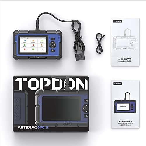 TOPDON ArtiDiag600S Valise Diagnostic Auto OBD2, Outil Diagnostic Voiture pour 4 Systèmes, 9 Fonctions de Réinitialisation sur Huile/Frein/SAS/BMS/ABS/DPF/TPMS/Accélérateur, Fonctions OBD2 Complètes