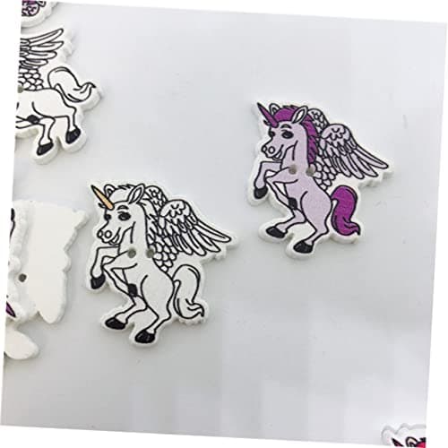 CORHAD Lot de 50 boutons à coudre en forme de licorne, pour décoration de fête, copeaux de bois, animaux