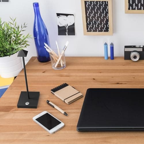 Aipsun Lampe de table LED sans fil - 6000 mAh - 33,5 cm - Noir - 6000 mAh - 33,5 cm - Intensité variable - En aluminium - Pour l'intérieur et l'extérieur - Restaurant Bar