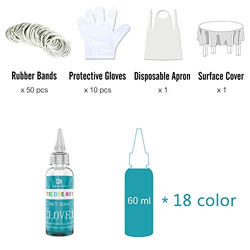 Tie Dye Kit 18 Couleurs - Peinture Teinture Textile de Tissu Vives pour Enfants et Adultes DIY Peinture de Vêtements - Poudres Graffiti Dye Permanent Tout-en-1 pour T-Shirts, Chemise, Fête, Hoodie