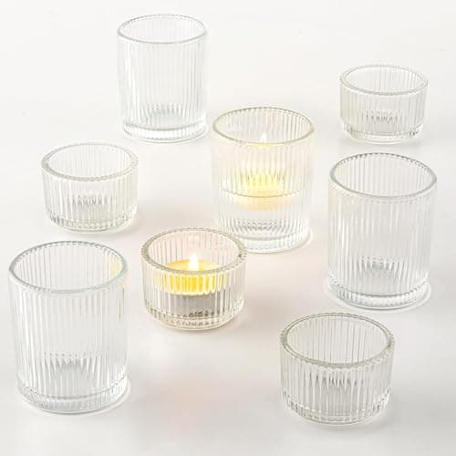 Romadedi Photophore Bougeoir Bougie Verre:Lot de 24 Transparent Bougeoirs Support pour Bougies Chauffe-Plat pour Décoration Centre De Table Mariage Fête Dîner Salon Maison Deco