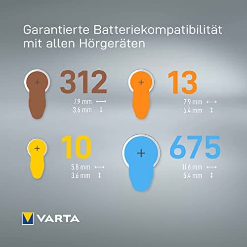 VARTA Piles auditives type 13, orange, lot de 60, Power on Demand batteries pour Amplificateur Appareil Auditif, pour Aide Auditive, Made in Germany [Exclusif sur Amazon]