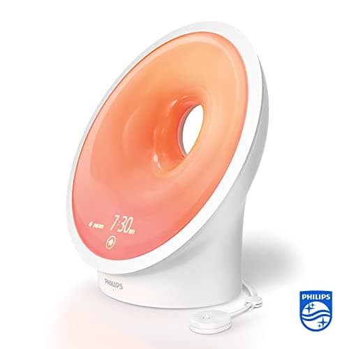 Philips Eveil-lumière et simulateur d'aube connecté, lumière et sons personnalisés, capteur d'environnement AmbiTrack, fonction de relaxation et de respiration, App SleepMapper (Modèle HF3671/01)