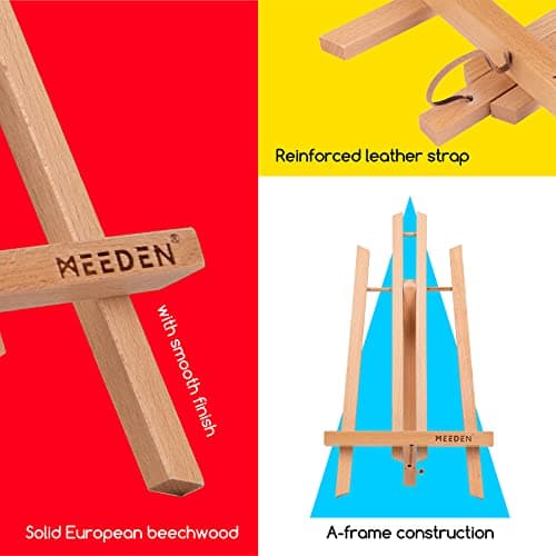 MEEDEN 12PCS 40cm Chevalet de Table, Chevalet Peinture en Hêtre Bois, Affichage de Chevalet Pour Enfant, Adulte, Artiste, Garder la toile en dessous de 35 cm