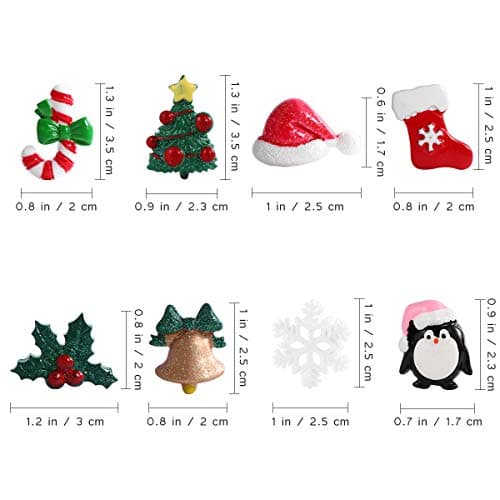 SUPVOX 50pcs Accessoires de Noël Miniatures Résine Cloches Chapeaux Noel Bonhomme de Neige Canne de Bonbon Artisanat Breloque Charmes Noël (Modèle Assorti)
