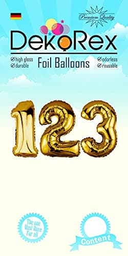 DekoRex® gonflable Ballon foil de 80cm d'air anniversaire décoration numéro or brillant No 16