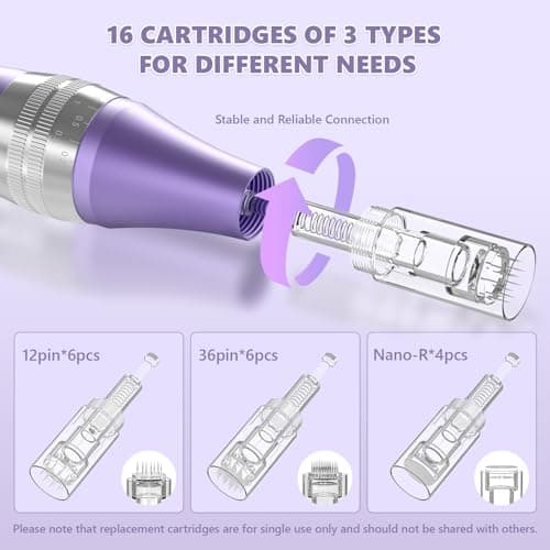 QUELLE Dermapen Microneedling Professionnel 5 Vitesses avec Écran LCD et 16 Aiguilles,Microneedling Visage Réglable de 0 à 2.0mm,Microneedling Pen Pour les Soins de la Peau