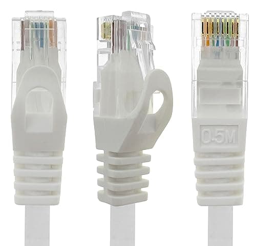 1aTTack.de - 5 câbles réseau Cat7 de 1,5 m, câbles de raccordement Ethernet Cat.7, Lan et Cat 7 pour une vitesse Internet maximale et connecte tous les appareils avec des fiches RJ 45 blanches