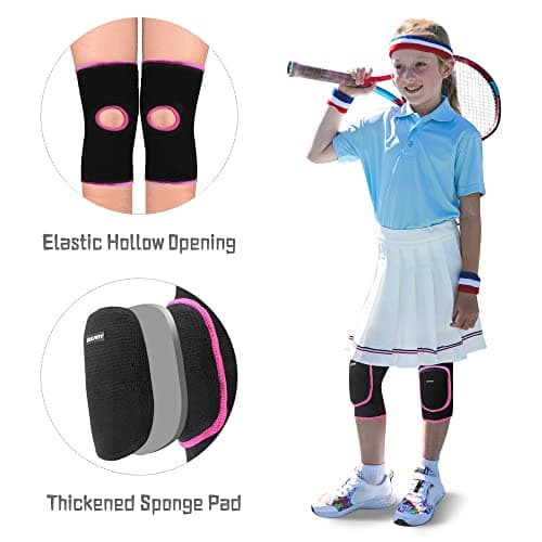 EULANT Genouillere Danse pour Enfant,Elastique Genouillère Volleyball,Protection Roller Garçons,Souple Protege Genoux Sport pour Handball Football Skate VTT Yoga Hip Hop Patinage,M
