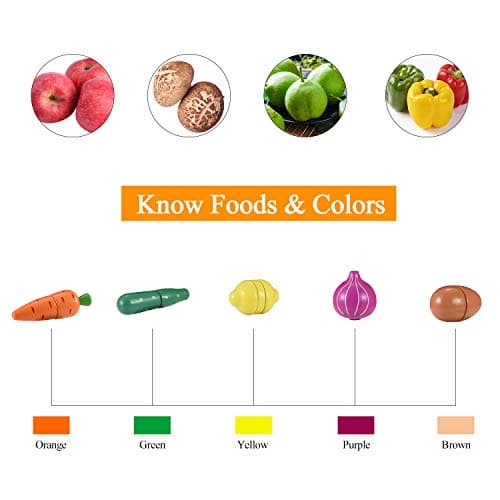 CARLORBO Jouet en Bois Montessori Cuisine en Bois Nourriture pour Enfants - Aliments Bois Fruit et Légumes Jouets, Jouets Enfants Cadeau