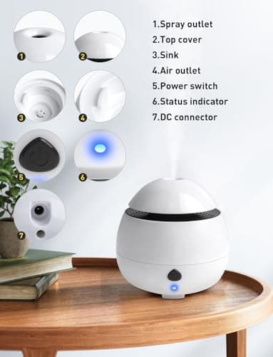 Pitasha Mini Diffuseur d'Huiles Essentielles Humidificateur Ultrasonique avec arrêt Automatique Diffuseur d'Arômes de Voyage Cadeau pour Chambre Cadeau