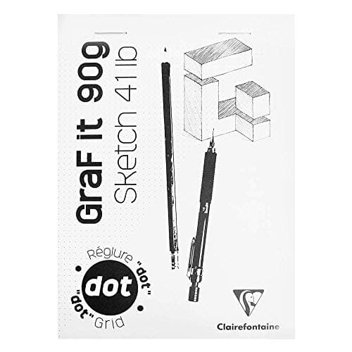 Clairefontaine 96691C Bloc Agrafé GraF'it - 80 Feuilles Papier Dessin Croquis - Réglure pointillés DOT - Feuilles Détachables - A4 21x29,7 cm 90g - Couverture Blanche