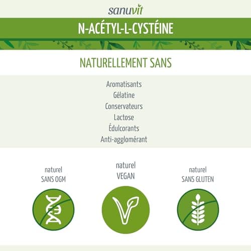 Sanuvit® - NAC | 180 capsules | N-acétyl-L-cystéine | Haute biodisponibilité et tolérance | Végétalien