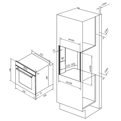 Cecotec Four Encastrable Bolero Hexa C126000 Inox A. 2800 W, capacité de 77 L, 4 fonctions, Steam Assist, Steam EasyClean, Cooling Fan, Triple Vitrage, Classe Énergétique A, Lumière intérieure.