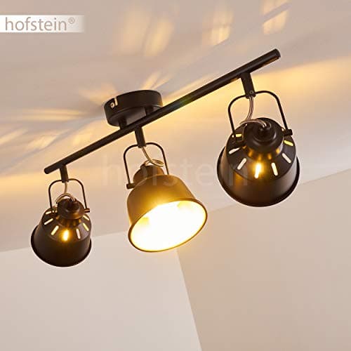 Plafonnier Safari en métal noir et or, 3 spots de plafond pivotants pour ampoules E14, ampoule(s) non incluse(s)