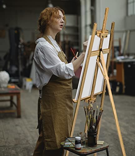 Zawaer Chevalet, 175CM Chevalet Bois, Chevalet Peinture, Trépied Peinture en Bois De Hêtre, Réglable En Hauteur & Pliant Chevalet Peinture, Chevalet De Présentation, Peinture, Dessin, Photo
