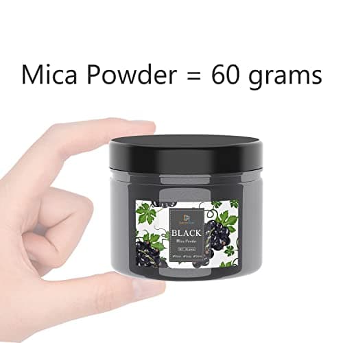 Colorant résine époxy - 60g Poudre Mica Naturel métallique pour Epoxy Resin, Savon - Pigment résine époxy Qualité Cosmétique pour Maquillage, Peinture, Poudre pour Ongles, Bombe de Bain (Noir)
