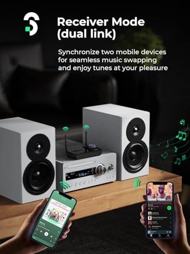 SOOMFON Emetteur Recepteur Bluetooth 5.3, 3 en 1 Adaptateur Bluetooth TV, Transmetteur Audio Bluetooth Double Connexion Longue Portée 30 m, Emetteur Bluetooth pour TV/Casques/Systèmes Audio etc