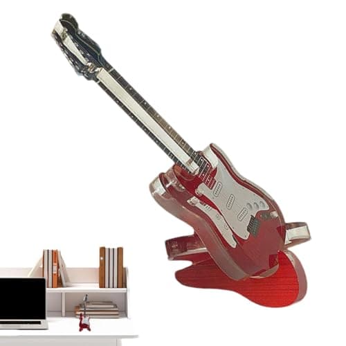Idezek Figurine de guitare électrique, modèle de guitare électrique miniature - Modèle miniature en acrylique avec support - Figurine de table pour la maison, décor d'instruments de musique, modèle de