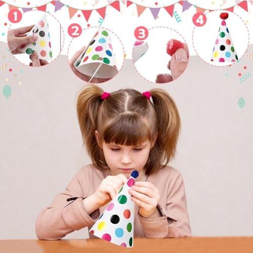 Kit Chapeau Anniversaire Enfant, 33 Pièces Chapeau de Couronne D'anniversaire con Sifflet Colorées et Lunettes de Fête, Chapeau de Fête d'anniversaire en Papier Pour Adultes Enfant