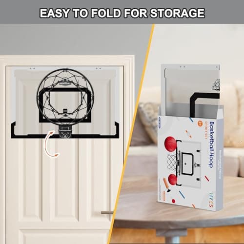HYES 24" x 16" Panier de Basket Interieur pour Adultes et Enfants, Panier de Basket Chambre Kit avec 2 Ballons, Pompes, Jouet de Sport pour l'intérieur et l'extérieur