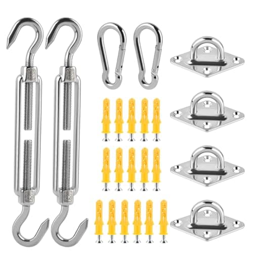 ANNTIM Kit Fixation Voile D'ombrage, Kit de Fixation pour Voile D'ombrage, Voile D'ombrage Fixations, Kit D'installation de Pare-Soleil en Acier Inoxydable pour Fixation Voile D'ombrage