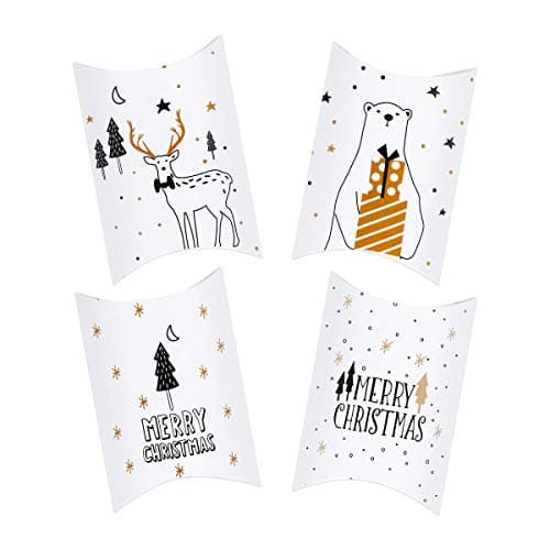 Kiiwah 20 pièces Boite Papier Kraft avec Autocollant Thème de Noel Petites Boite Carton pour Cadeaux de Noel, Surprises, Bonbons, Bijoux et Décoration