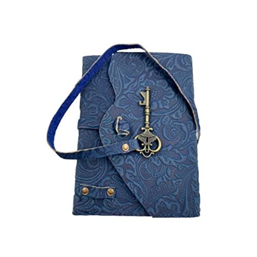 OVERDOSE Journal Antique À Fleurs Bleues Fabriqué À La Main Avec Fermeture À Clé Au Trésor – Carnet De Croquis, Scrapbooking, Écriture, Carnet De Notes - 5 X 7 Pouces | 12x17 Cm | A6