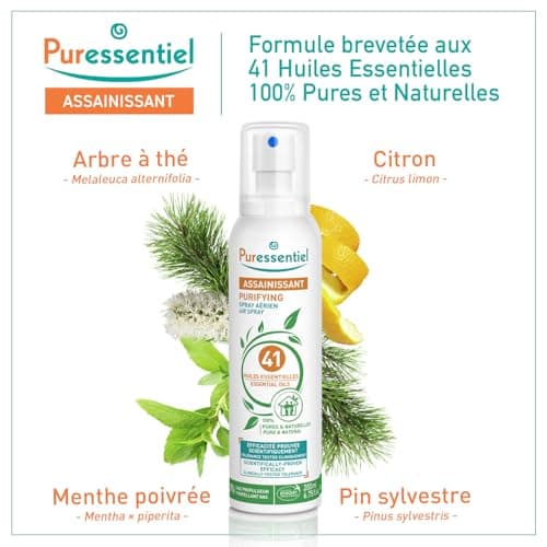 Puressentiel - Spray Aérien Assainissant aux 41 Huiles Essentielles - Efficacité prouvée contre les virus, germes et bactéries - 200ml