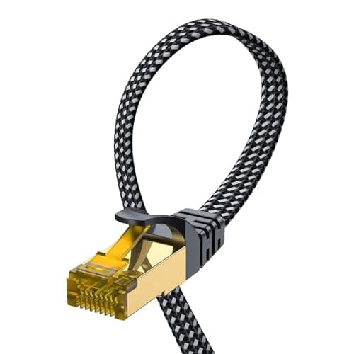 ARISKEEN Cat 8 Câble Ethernet 5M, Cat8 Tressé Plat Haut Débit (40Gbps 2000Mhz/s) Gigabit Rj45 STP Câble Blindé Internet Réseau Lan Patch pour Modem Routeur Ordinateur TV PC