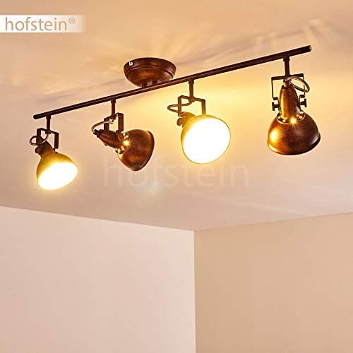 Plafonnier Tina en métal finitions rouille, luminaire de plafond à 4 spots orientables pour ampoules E14, ampoule(s) non incluse(s)