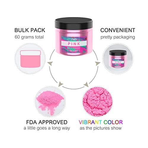 Colorant résine époxy Métalliqu - 60g Poudre Mica Pigment de résine époxy pour Epoxy Resin, Fabrication de Savon - Mica Powder Naturel pour Art de Résine, Peinture, Nail Art, Bombe de Bain (Rose)