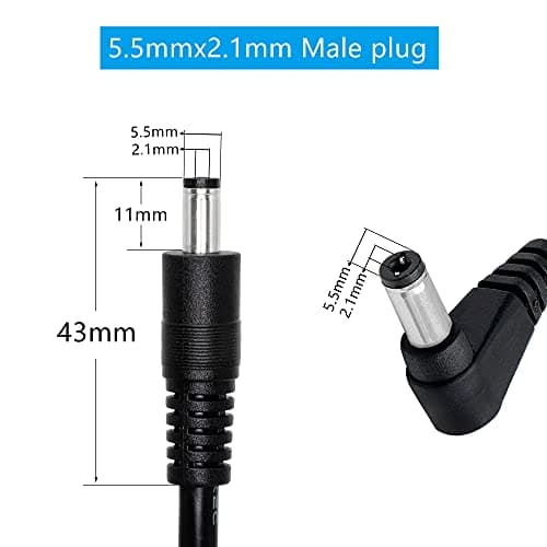 GINTOOYUN Câble d'alimentation mâle DC à DC à Angle Droit, 24AWG DC 5.5 MM x 2.1 MM mâle à 90 degrés DC Prise mâle Patch Fil Adaptateur rallonge pour Bande Lihgt,CCTV,Voiture,moniteurs,etc (2 pièces)