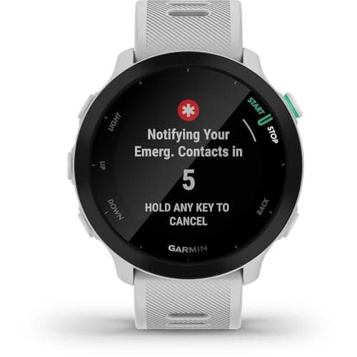 Garmin – Forerunner 55 - Montre GPS multi-activités running avec fonctions d’entrainement Garmin Coach et cardio au poignet – Blanche