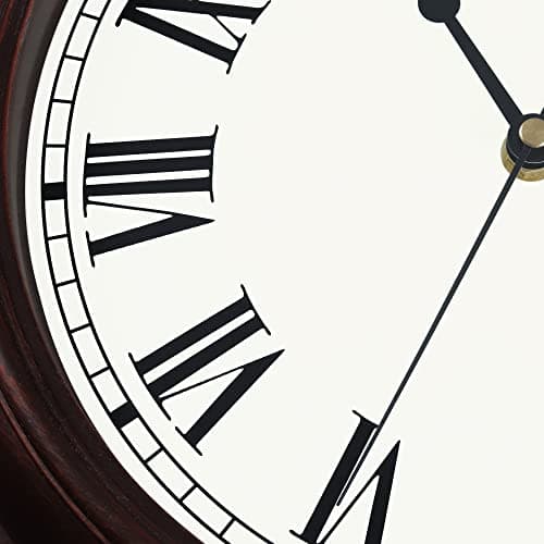Lafocuse Horloge Murale Chiffres Romains Vintage, Silencieuse Pendule Murale Marron Rétro Classique, Elégant Déco sans Tic-tac pour Salon Chambre Bureau Cuisine 30cm