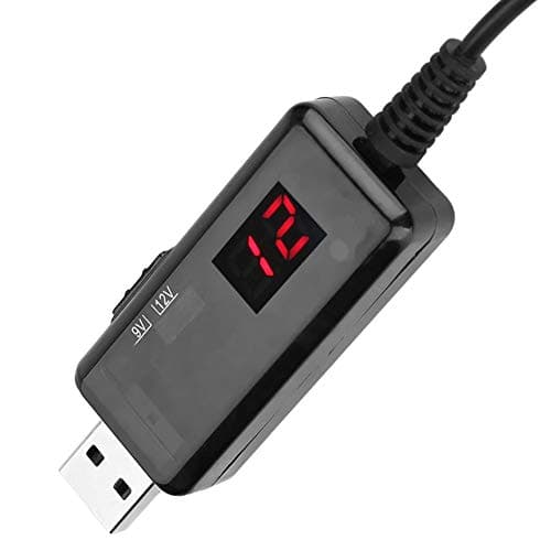 Estink USB Boost Voltage, USB to DC Boost Cable Router Step-up Voltage Converter Display 9V / 12V