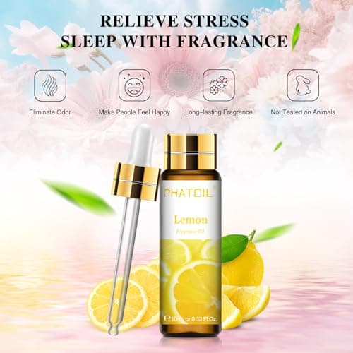PHATOIL Huile Essentielle Citron 10 ml, Huile Essentielle Fruitée pour Diffuseur, Huile Parfumée de Citron pour Aromathérapie, Humidificateur, Bougies