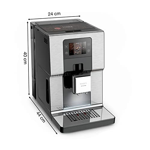 KRUPS Machine à café grain, Pression 15 bars, 17 boissons, Cafetière grain avec broyeur, Système One Touch Cappuccino, Écran tactile, Voyants lumineux, Intuition Expérience, Noir EA876D10