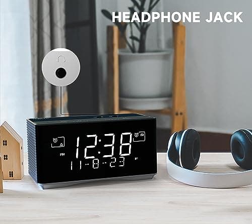 iTOMA Réveil Radio FM et Dab avec Port de Charge USB, Haut - Parleur stéréo Bluetooth, Prise Casque, Double Alarme, Snooze, écran LCD dimmable 3501