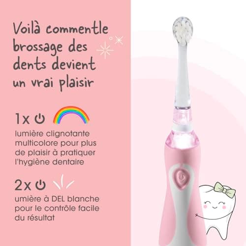 VITALmaxx Brosse à dents électrique pour enfants | Des dents propres et ludiques avec lumière LED et minuterie | L'introduction idéale à l'hygiène dentaire pour les bébés et les jeunes enfants